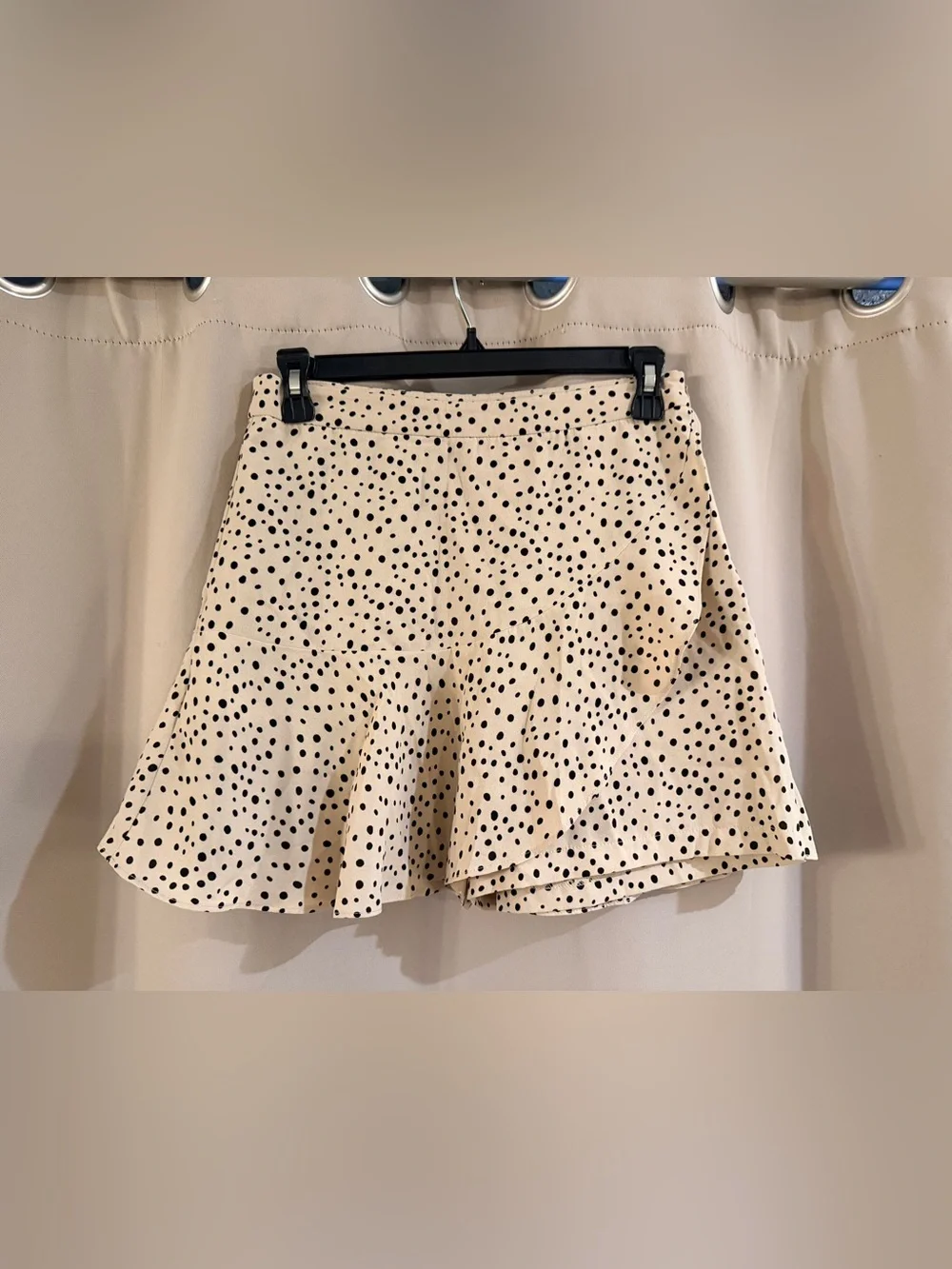 NWT Potter’s Pot Beige Polka Dot Mini Skirt - Flirty Ruffle Hem